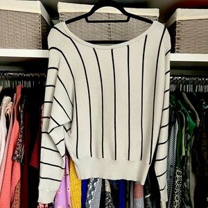 NWT Super Cute Express Grey with Black Pin Stripe Lightweight Sweater.
